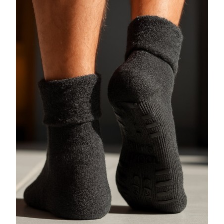 chausson chaussettes en laine alpaga beige gris anthracite chaude douce pour homme