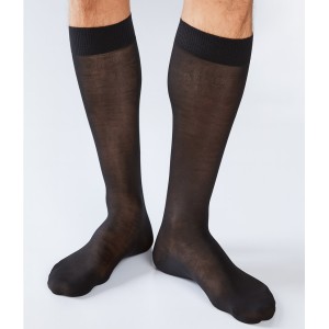 Chaussettes Hautes 100% Soie Naturelle noir