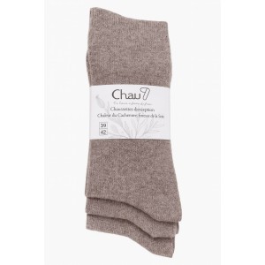 chaussettes cachemire beige marron
