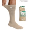 chaussettes coton bio beige pied diabetique gonflé et pied sensible, chaussettes sans elastique non comprimante gros mollets
