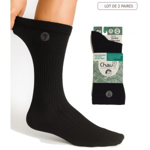 chaussettes coton bio  pied diabetique gonflé et pied sensible, chaussettes sans elastique non comprimante gros mollets