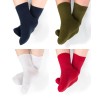 chaussettes enfant en coton bio sans couture gênante coloris blanc bleu marine rouge et vert kaki