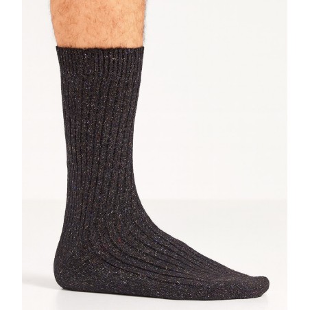 chaussette en laine et soie coloris noir chaussette en laine et soie coloris noir