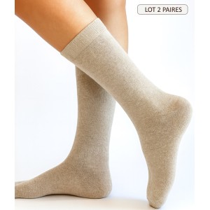 chaussettes cachemire soie unie pour femme couleurs beige