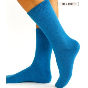 chaussettes cachemire soie unie pour femme couleurs turquoise bleu