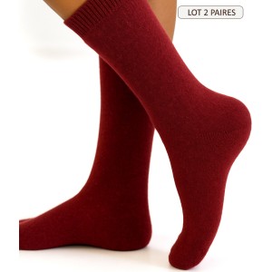 chaussettes cachemire soie unie pour femme couleurs rouge bordeaux
