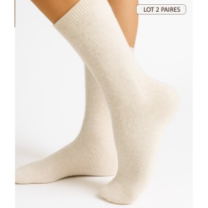 chaussettes cachemire soie unie pour femme couleurs ecru