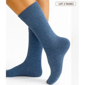 chaussettes cachemire soie unie pour femme couleurs bleu jeans