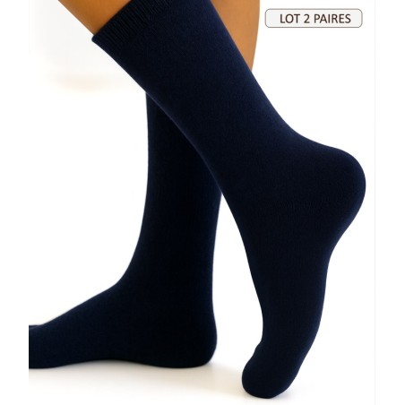 chaussettes cachemire soie unie pour femme couleurs bleu marine