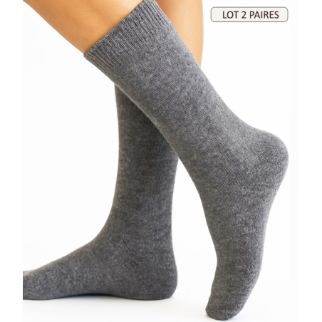 chaussettes cachemire soie unie pour femme couleurs gris clair