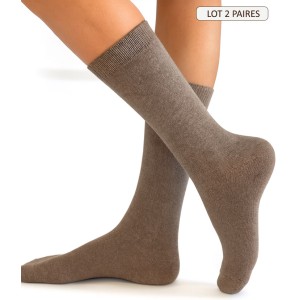 chaussettes cachemire soie unie pour femme couleurs marron clair