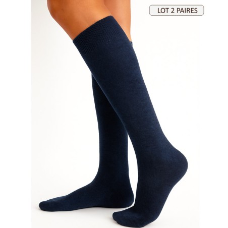 Chaussette haute laine cachemire soie pour femme, chaussettes chaudes douces hiver coloris marine bleu