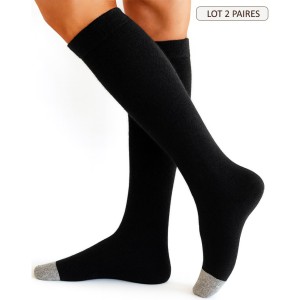 chaussettes haute mi-bas en laine angora chaude douce chaussettes noire