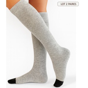 chaussettes haute mi-bas en laine angora chaude douce chaussettes gris