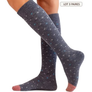 chaussettes mibas laine angora chaussettes hautes chaude et douce bleu jeans 3 paires