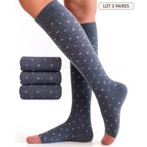 chaussettes mibas laine angora chaussettes hautes chaude et douce bleu jeans 3 paires