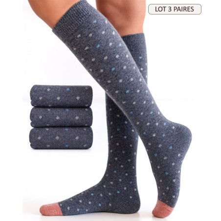 Chaussettes hautes unies en laine angora douce