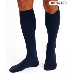 Chaussettes Hautes en cachemire et soie pour Homme mibas en laine bleu marine