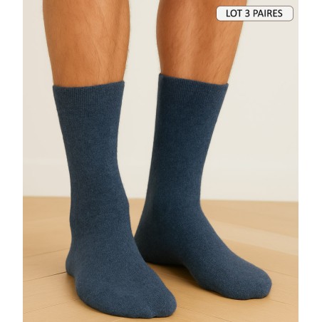 chaussettes cachemire doux chaussettes hiver pour homme coloris bleu jeans