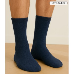 chaussettes cachemire doux chaussettes hiver pour homme coloris bleu marine