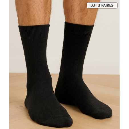 chaussettes cachemire doux chaussettes hiver pour homme coloris noir