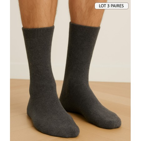 chaussettes cachemire doux chaussettes hiver pour homme coloris gris antracite