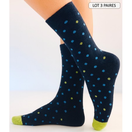 chaussettes a pois en laine douce chaudes femme laine angora chaude hiver bleu vert