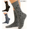 chaussettes laine ccahemire chaussettes en soie chaude pour femme, hiver jungle motif leopard