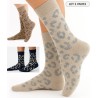 chaussettes laine ccahemire chaussettes en soie chaude pour femme, hiver jungle motif leopard woman socks