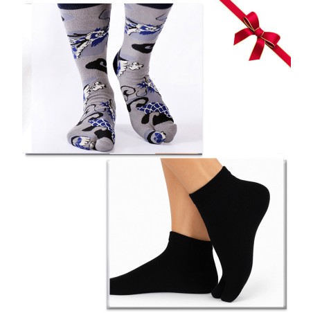 coffret chaussettes coton bio japonaise tabi dragon noir