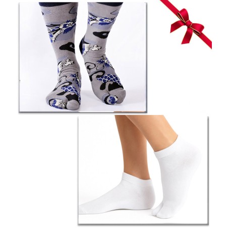 coffret chaussettes coton bio japonaise tabi dragon blanc