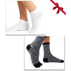 coffret chaussettes coton bio japonaise tabi labyrinthe blanc