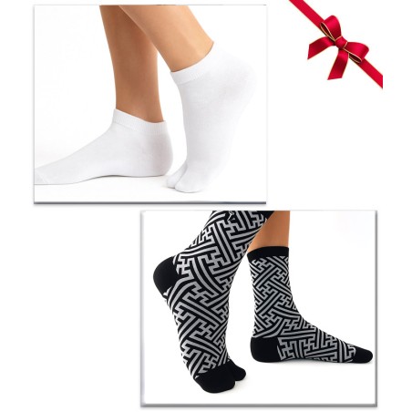 coffret chaussettes coton bio japonaise tabi labyrinthe blanc