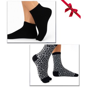 coffret chaussettes coton bio japonaise tabi labyrinthe noir