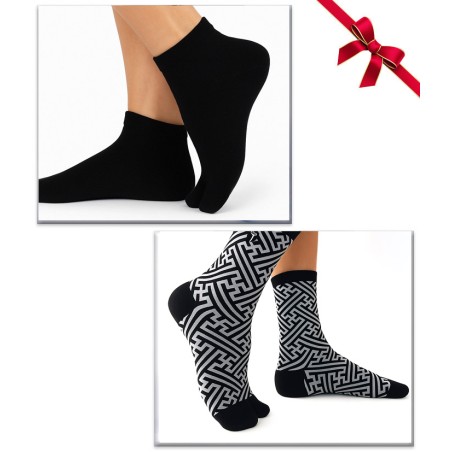 coffret chaussettes coton bio japonaise tabi labyrinthe noir