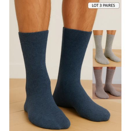 chaussettes cachemire doux chaussettes hiver pour homme coloris bleu claire