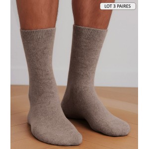 chaussettes cachemire doux chaussettes hiver pour homme coloris bleu marron beige