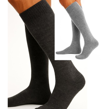 Chaussettes Hautes Fines Laine Alpaga gris anthracite et gris clair