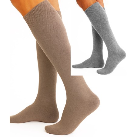 Chaussettes Hautes Fines Laine Alpaga laine fine chaude grise et beige