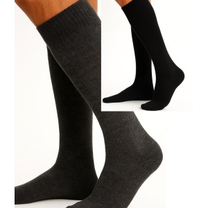 Chaussettes Hautes Fines Laine Alpaga gris anthracite et noir