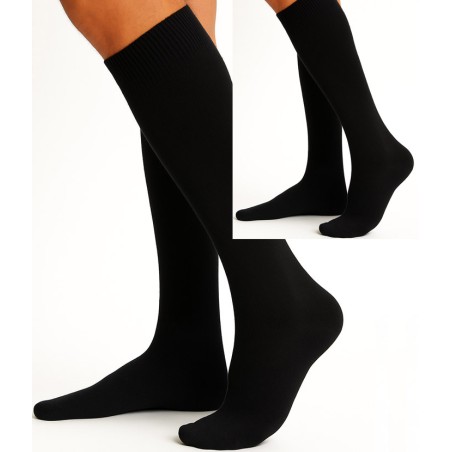 Chaussettes Hautes Fines Laine Alpaga noire laine fine