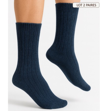 chaussette fine en alpaga coloris bleu
