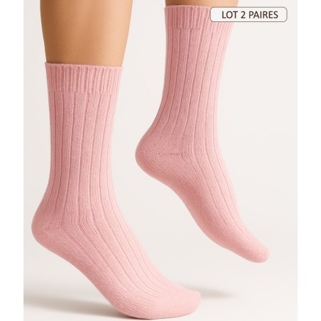 chaussette fine en alpaga coloris rose
