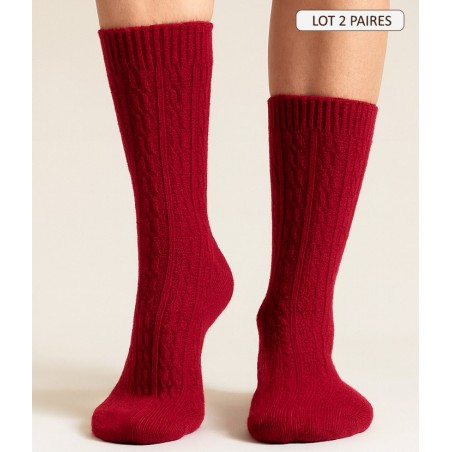 Chaussettes Cachemire et Soie Torsades