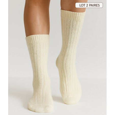 Chaussettes Cachemire et Soie Torsades