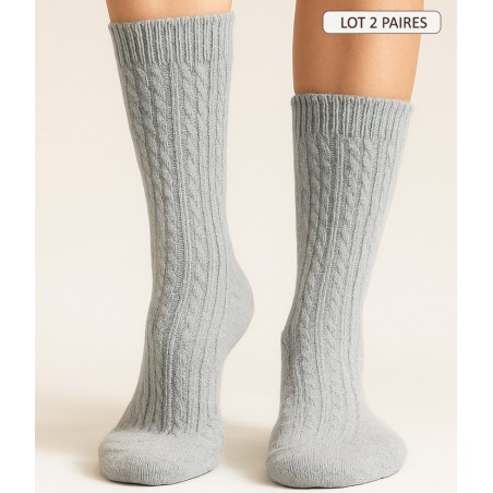 Chaussettes Cachemire et Soie Torsades