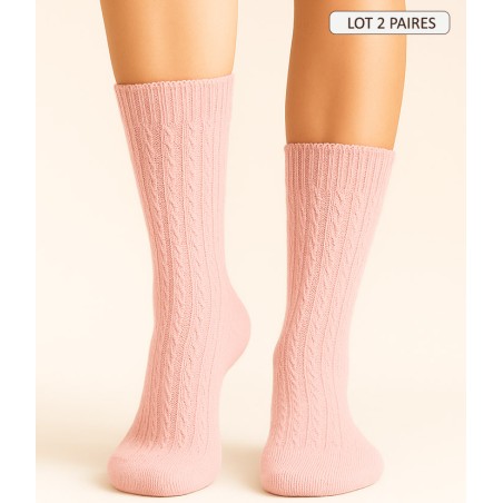 Chaussettes Cachemire et Soie Torsades